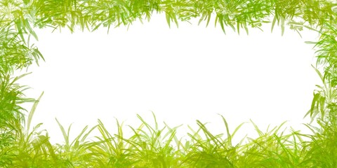 Green grass frame isolated png background. Green lawn border isolated on transparent background.  Spring or summer plant lawn