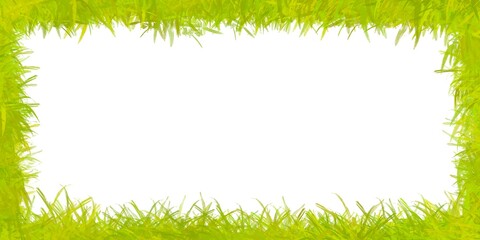 Green grass frame isolated png background. Green lawn border isolated on transparent background.  Spring or summer plant lawn