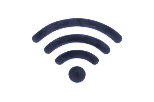 Translucent dark blue wifi icon signaling wireless network connection against clear background