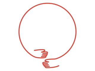 両手でハグするイメージのアイコンイラスト、両手で包み込むイメージのフレーム