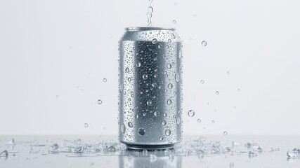 250ml Aluminum Can Mockup with Water Drops