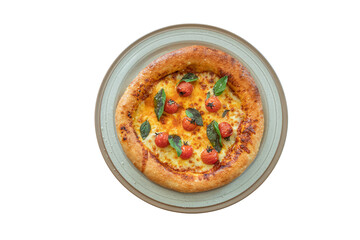 Neapolitan-Style Margherita Pizza with Cherry Tomatoes and Basil

