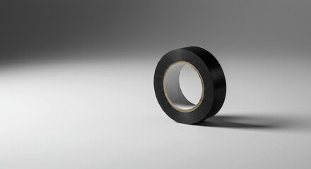 Black electrical tape on gray background with soft lighting  