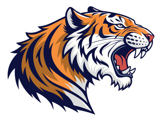 A Roaring Tiger Head Mascot Vector Illustration.