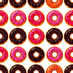 Fototapeta premium donuts seamless pattern on white background.