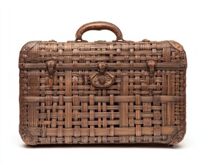 Antique woven wooden suitcase