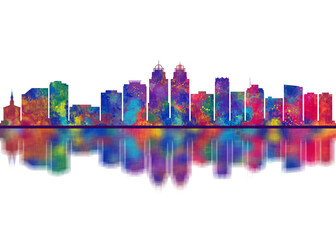 Obraz premium Sandy Springs Georgia Skyline. Cityscape Skyscraper Buildings Landscape City Downtown Abstract Landmarks Travel Background Modern Art