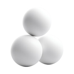 Three white spheres stacked in a triangular arrangement