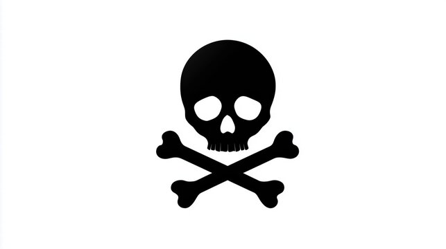 Black silhouette of skull and crossbones symbolizing danger or poison, ideal for warning signs, safety labels, and educational materials in minimalist vector style.