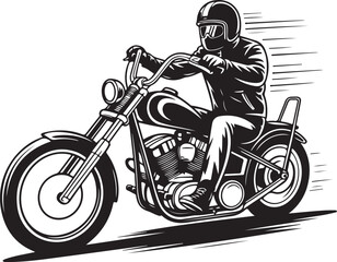 Fototapeta premium Dynamic biker rides vintage motorcycle with speed lines