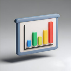 Colorful 3D Business Growth Chart Icon with Line Graph and Bars


