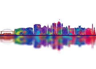 Sioux City Iowa Skyline. Cityscape Skyscraper Buildings Landscape City Downtown Abstract Landmarks Travel Background Modern Art