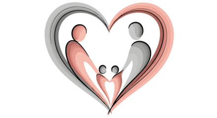 Logo Elegant curved line vector silhouette of mother and child