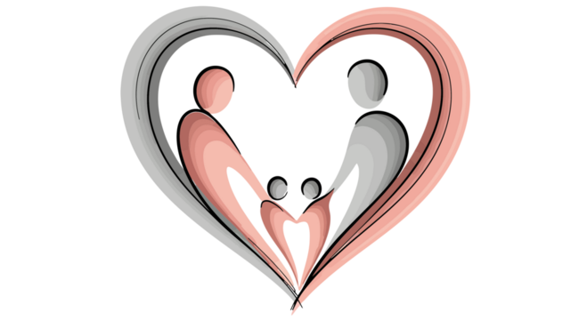 Logo Elegant curved line vector silhouette of mother and child