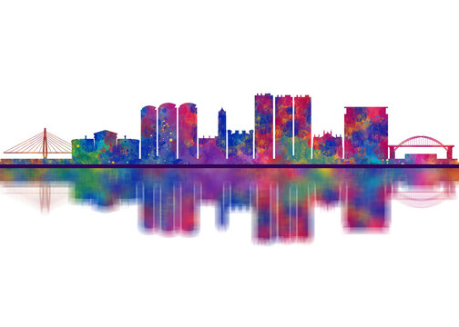 Sunderland England Skyline. Cityscape Skyscraper Buildings Landscape City Downtown Abstract Landmarks Travel Background Modern Art