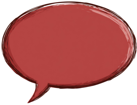 A maroon-colored speech bubble with a textured, hand-drawn appearance - Powered by Adobe