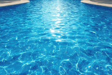 Sunlight reflecting on rippled, azure swimming pool water