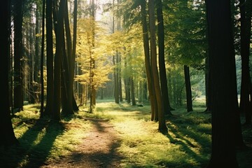 Fototapeta premium Landscape forest sunlight outdoors.