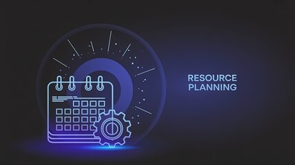 Resource Planning Illustration: A clean, minimalist illustration presenting a calendar and gear, visually communicating resource planning with a touch of digital artistry.