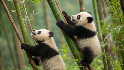 Obraz premium giant panda eating bamboo