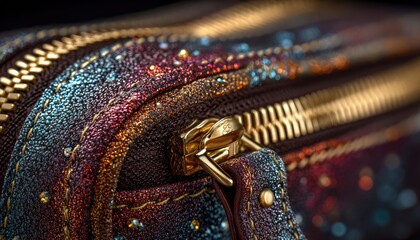 Close-up of a multicolored purse zipper