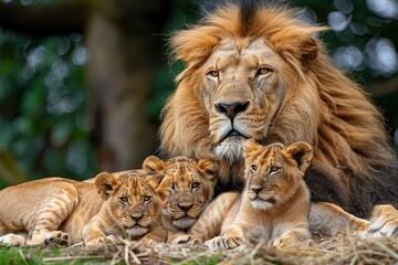 Fototapeta premium Lion family.