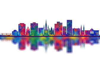 Fototapeta premium Wiesbaden Germany Skyline. Cityscape Skyscraper Buildings Landscape City Downtown Abstract Landmarks Travel Background Modern Art