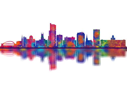 Wolverhampton England Skyline. Cityscape Skyscraper Buildings Landscape City Downtown Abstract Landmarks Travel Background Modern Art