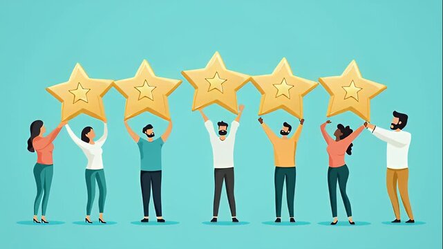 Customer service rating and review with five star feedback, team satisfaction and positive customer experience