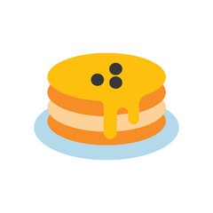 Pancakes Breakfast Flat Color Icon: Sweet Food and Morning Meal