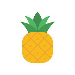 Pineapple Fruit Flat Color Icon: Tropical Food and Fresh Produce