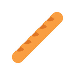 Baguette Bread Flat Color Icon: Freshly Baked Food and Bakery Item