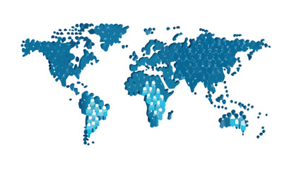 Fototapeta premium World map illustration in blue tones for geography education and global business presentation resource image