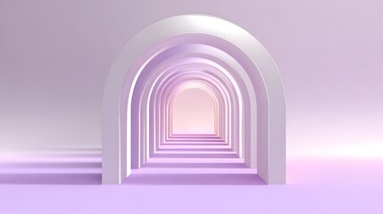 Fototapeta premium Array of arches in a pastel-colored corridor.
