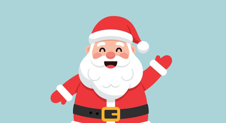 Cartoon Santa Claus holding a gift bag in a festive Christmas vector illustration