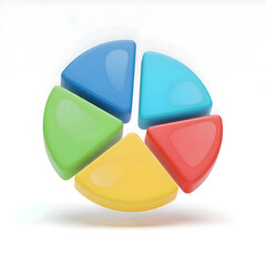 Bright 5-Segment Pie Chart in 3D — Business Data Visualization Icon

