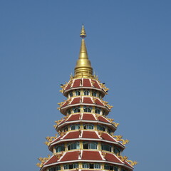 Wat Huay Pla Kang,Figures and houses at the giant white buddha in Chiang Rai, Thailand
