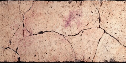 Fototapeta premium Cracked light beige/tan rectangular slab with faint pink markings