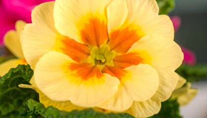 A beautiful yellow tulip blossom with vibrant petals blooms in a garden on a spring day