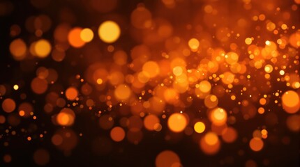 Warm Amber Bokeh Lights Abstract Background with Glowing Orbs