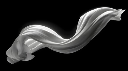 Graceful folds of flowing white fabric against a black background.