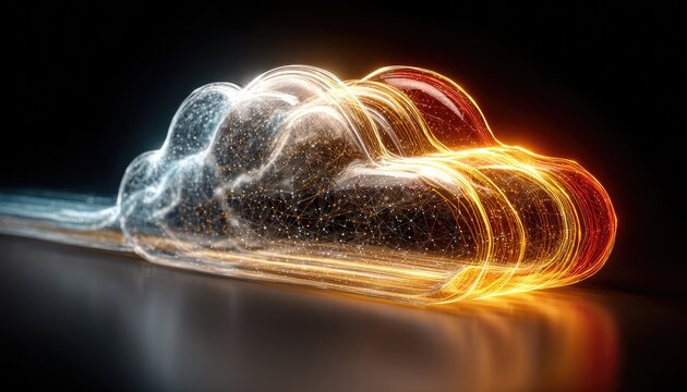 Abstract cloud, glowing, data flow