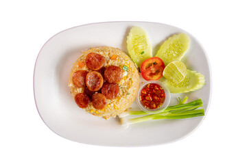 Thai Fried Rice with Chinese Sausage and Fresh Vegetables

