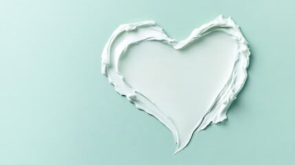 White cosmetic cream shaped like a heart on a serene soft blue background photo