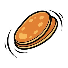Two Stacked Cartoon Pancakes in Motion.