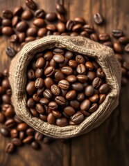 coffee beans on a wooden table