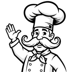 Cheerful Cartoon Chef with a Friendly Wave.
