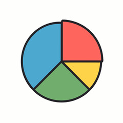 A colorful pie chart divided into four sections on white background