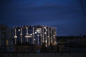 night view of the city Dniepr Ukraine