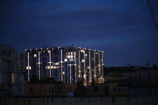 night view of the city Dniepr Ukraine